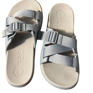 Chaco Womens Slide Sandals Size 8 Adjustable Straps Light Gray Performance Footw